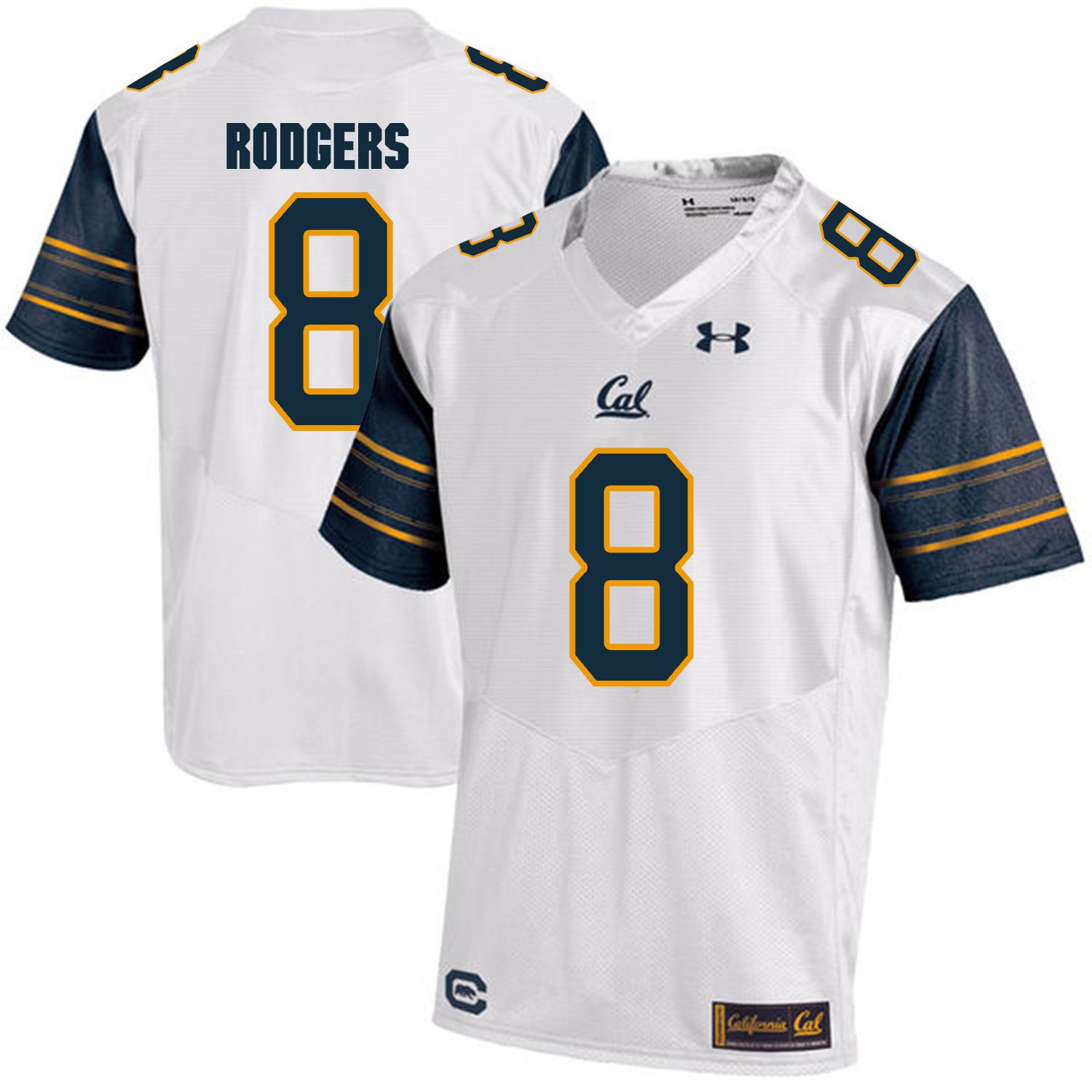 Men California Golden Bears 8 Aaron Rodgers White Customized NCAA Jerseys1